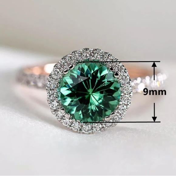 Gorgeous Two Tone 925 Silver Ringfor Women Emerald - Picture 5 of 5